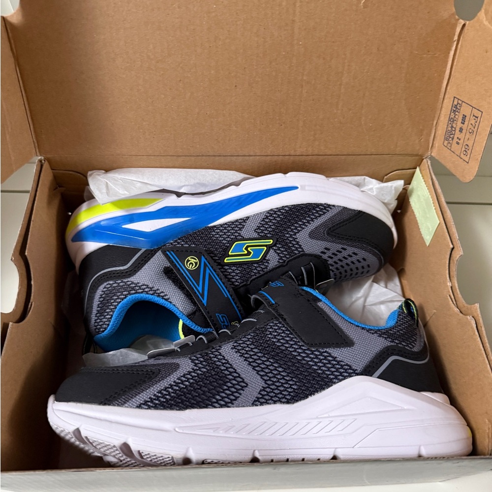 Skechers S Lights Tri-Namics Kids' Black and Blue Sneakers
